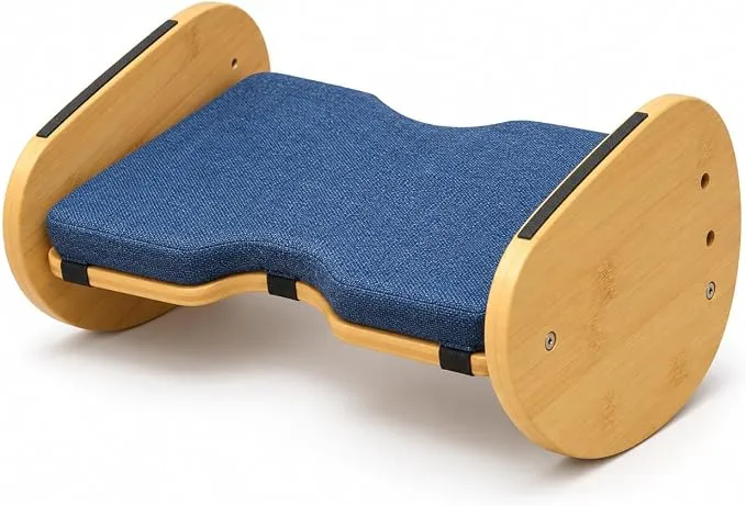 Reposapiés de Oficina Ergonómico de Bambú con 3 Alturas y Balanceo 360°