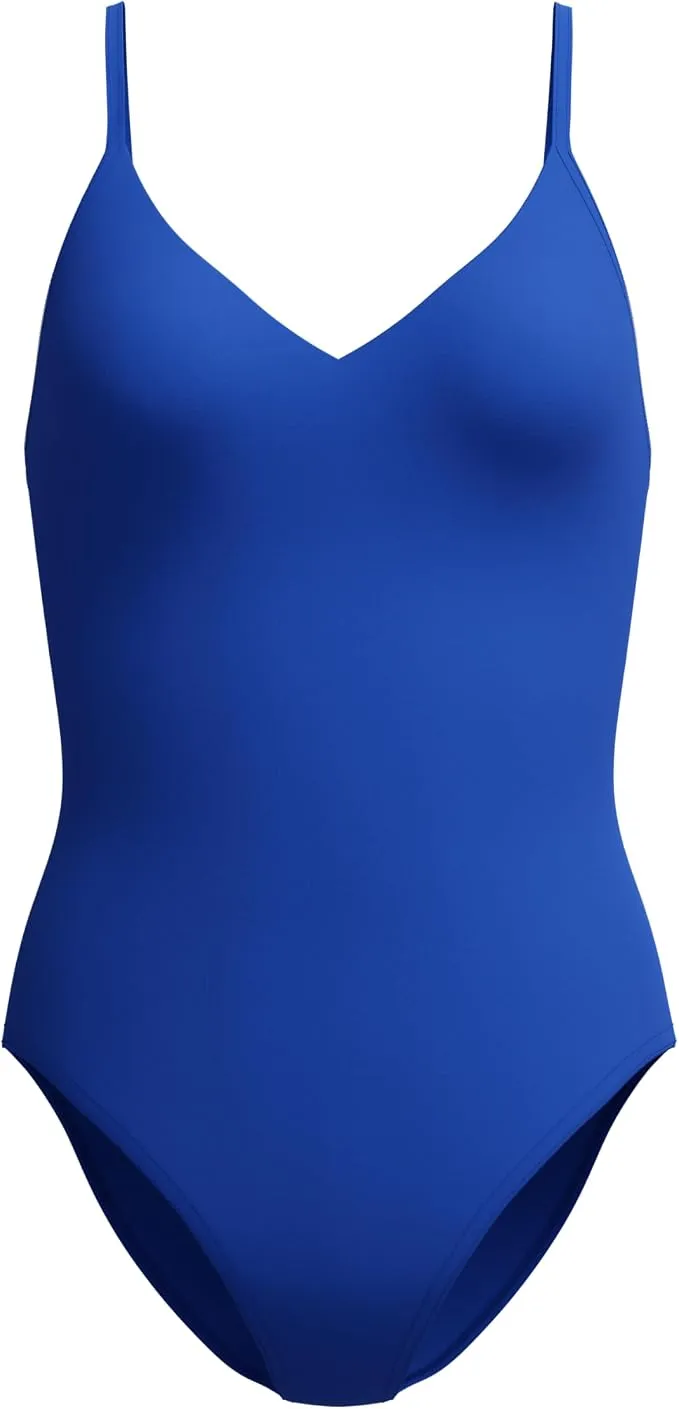 Speedo Traje de baño de una Pieza con Cuello en V para Mujer - Azul, Talla M