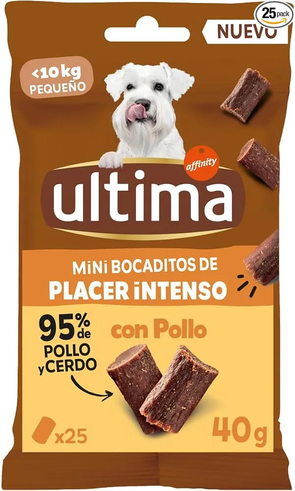 Ultima Snacks para Perros Mini/Pequeños Bocaditos Intensos con Pollo 12 x 40g