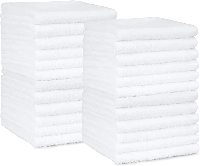 Pack 24 Toallas Amazon Basics Algodón 30x30 cm Blancas