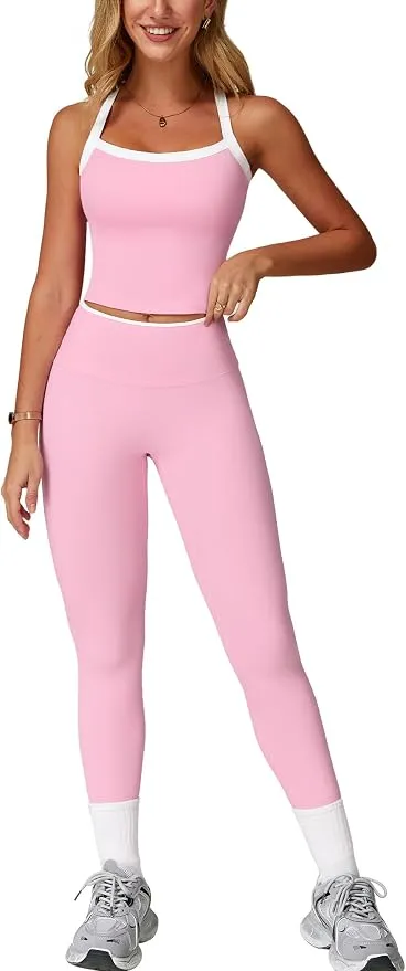 Set Deportivo IDOPIP Mujer Top Halter y Leggings Cintura Alta