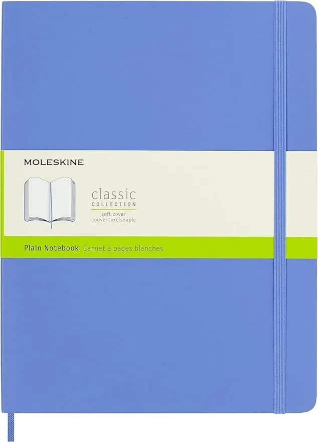 Moleskine Classic Notebook XL Azul Hortensia - Tapa Blanda y Páginas Blancas