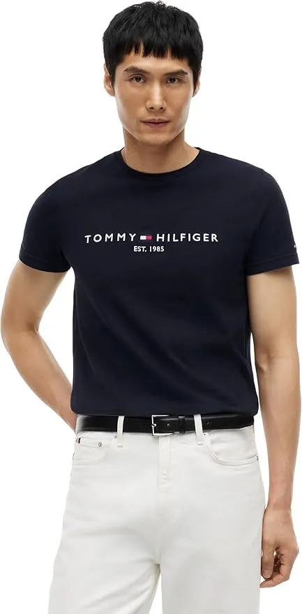 Tommy Hilfiger Camiseta de Manga Corta para Hombre Core Tommy Logo Cuello Redondo