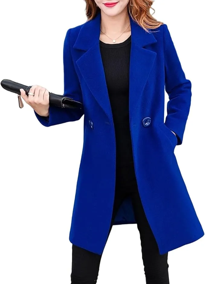 Gabardina Entallada Mujer Longitud Media Manga Larga Azul Talla XL
