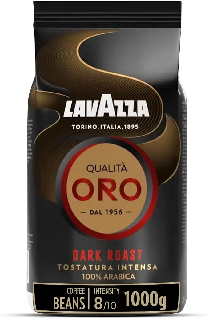 Lavazza Qualità Oro Dark Roast Café en Grano 1kg Tueste Oscuro 100% Arábica