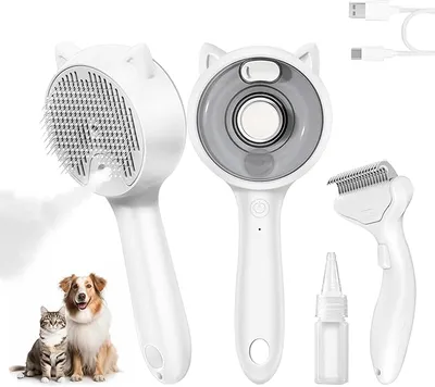 Cepillo Vapor para Gatos 2 en 1: Masaje, Desenredo y Limpieza Automática