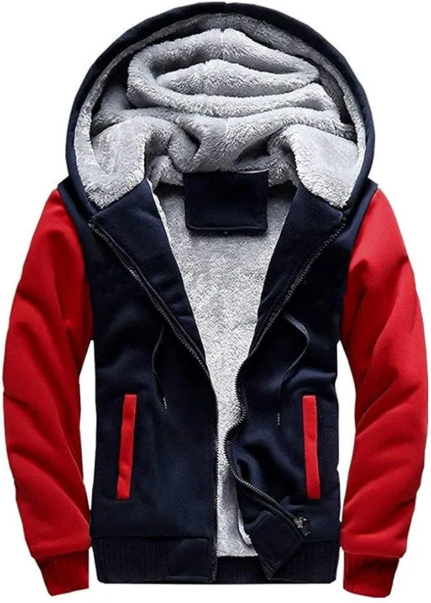 VSUSN Sudadera con Capucha y Cremallera para Hombre - Forro Polar Invierno