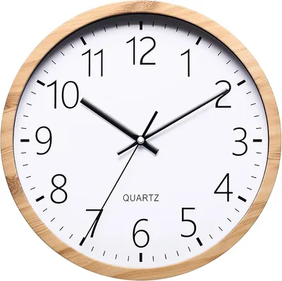 Reloj de pared redondo de madera de imitación de 30 cm