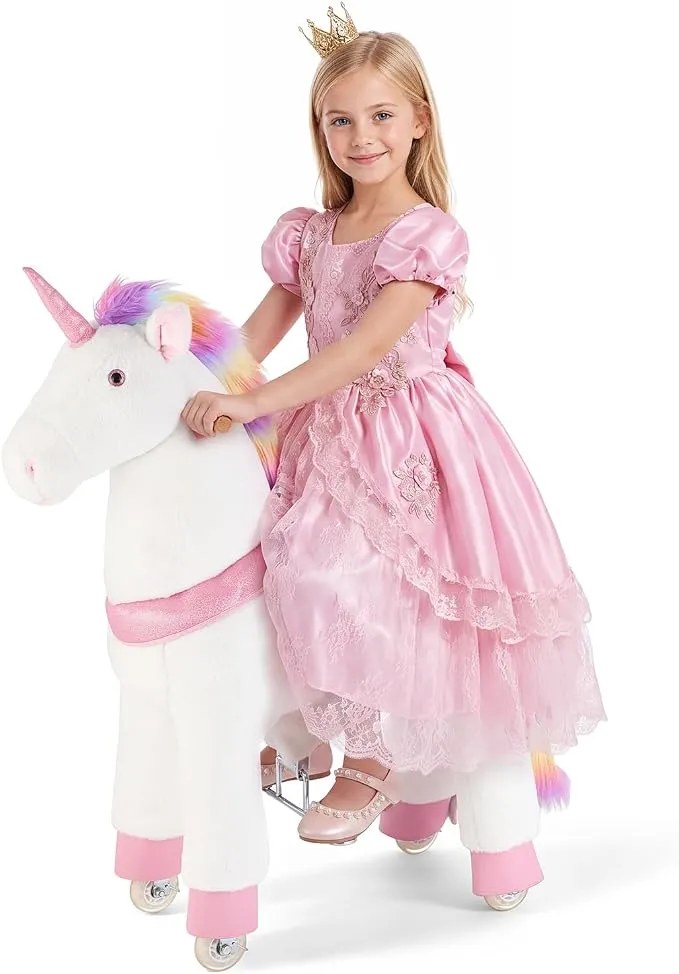 VEVOR Unicornio de Juguete para Montar con Ruedas y Pedales para Niños