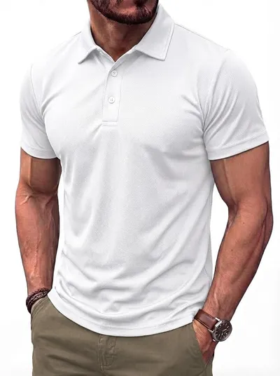 Polo Deportivo PINSPARK Hombre Manga Corta Elástico y Transpirable