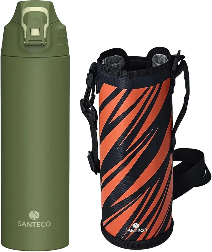 Termo SanteCO Acero Inoxidable 1L con Bloqueo Antifugas y Bolsa