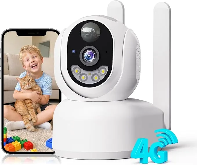 Cámara Vigilancia Interior PESAIR 4G LTE 360° con Visión Nocturna a Color
