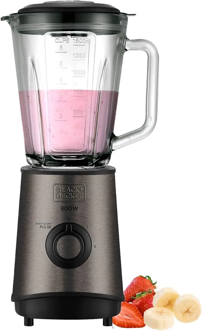 BLACK+DECKER Batidora de Vaso 800W con Jarra 1.5L y Picahielo