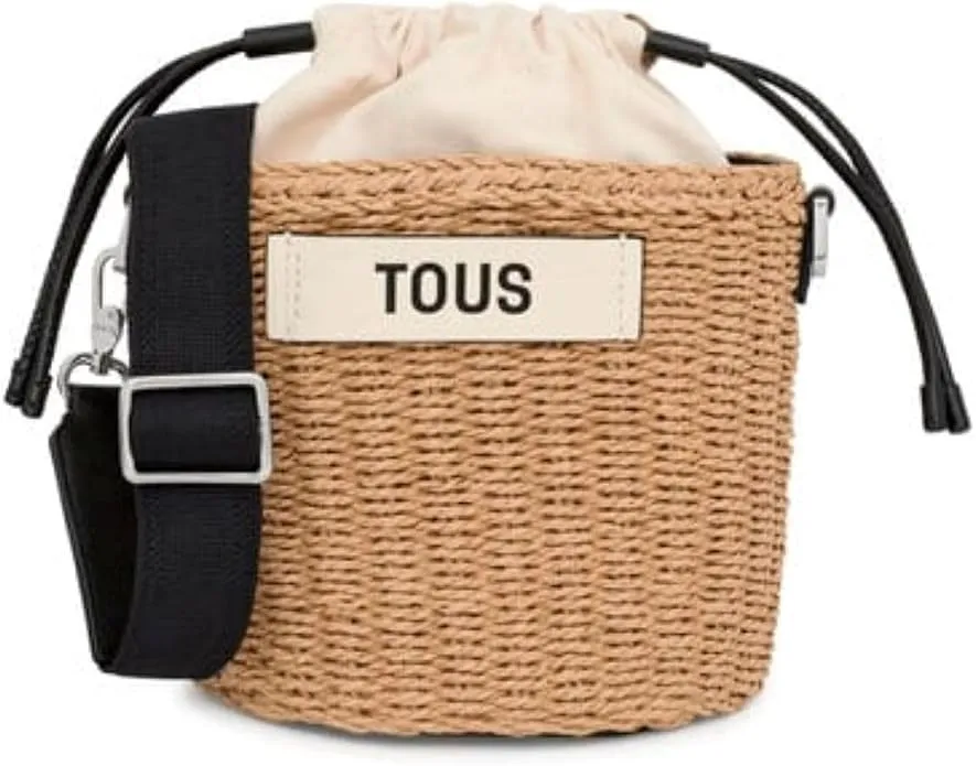 Bolso Saca TOUS Scoubidou Rafia Papel Sostenible Negro Mujer