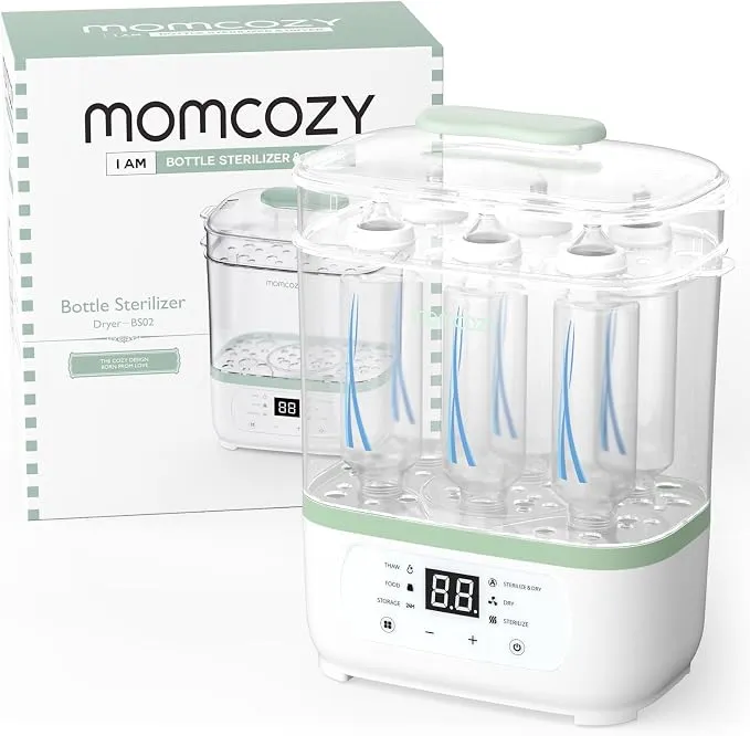 Esterilizador Eléctrico Momcozy 8 en 1: Secado, Almacenamiento y Control LED
