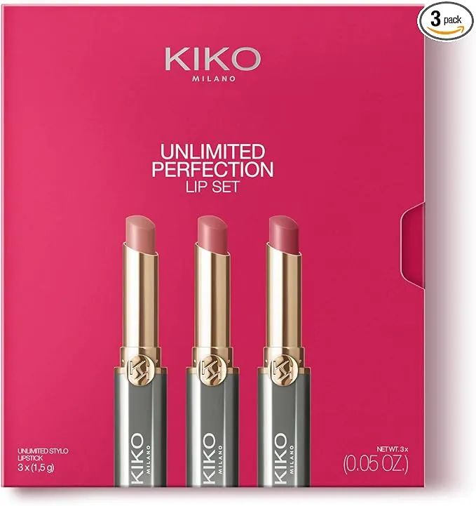 KIKO Milano Unlimited Perfection Lip Set 01 - Kit 3 Labiales Cremosos Larga Duración