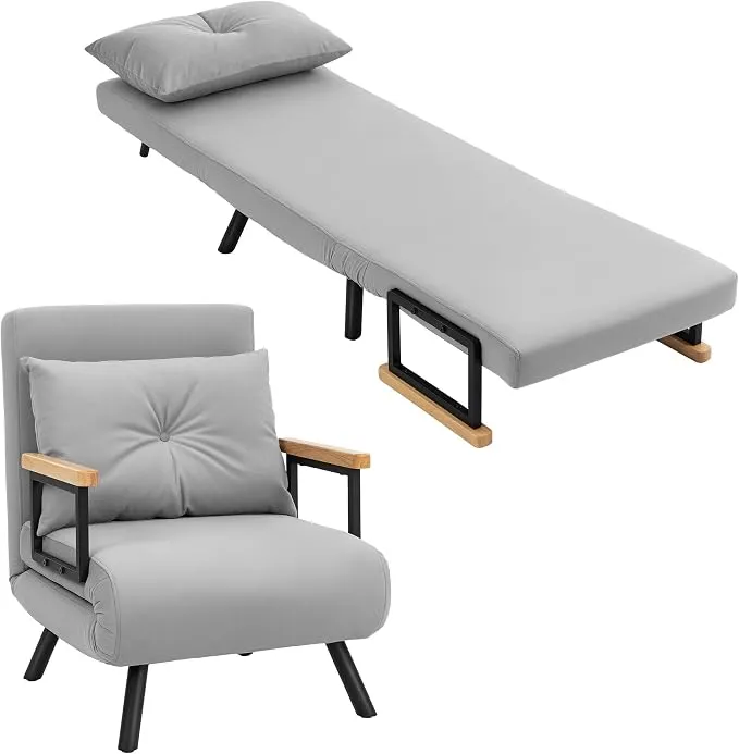 Sofá Cama Plegable HOMCOM 4 en 1 Gris Claro - ¡48% Dto!