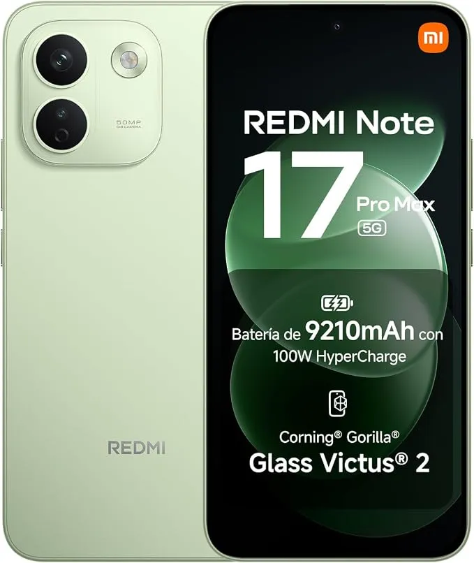 REDMI Note 17 Pro MAX 5G: Smartphone 8+256GB Verde con Batería Gigante y Carga Rápida