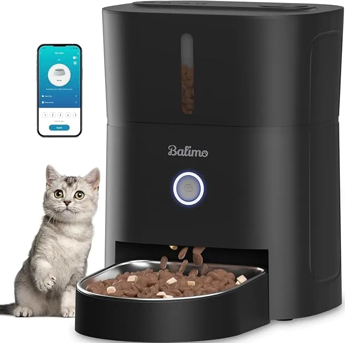 Comedero Automático Balimo para Gatos con WiFi 3L y Bol de Acero Inoxidable