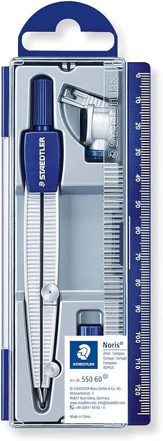 Set de Compás Escolar STAEDTLER Noris 550 - Ø 30 cm con Adaptador Universal