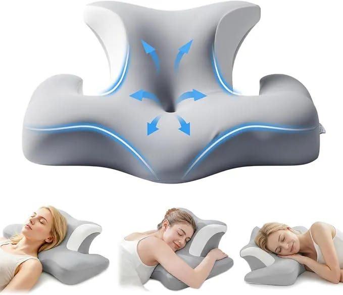 COSYLAND Almohada Cervical Ergonómica Viscoelástica Gris 64x48x24cm
