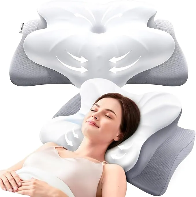 MOONYIN Almohada de Espuma Viscoelástica Mariposa 3 en 1 para Cuello y Viaje