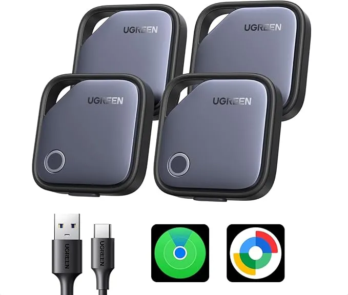 UGREEN FineTrack Duo Pack de 4 - Localizador Bluetooth para Llaves y Equipaje
