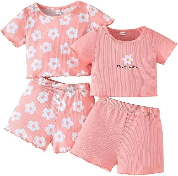 Conjunto 4 Piezas Niña LUVCES Manga Corta Primavera/Verano Casual