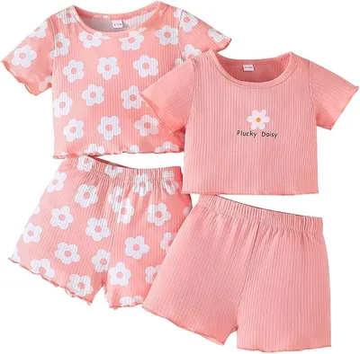 Conjunto 4 Piezas Niña LUVCES Manga Corta Primavera/Verano Casual