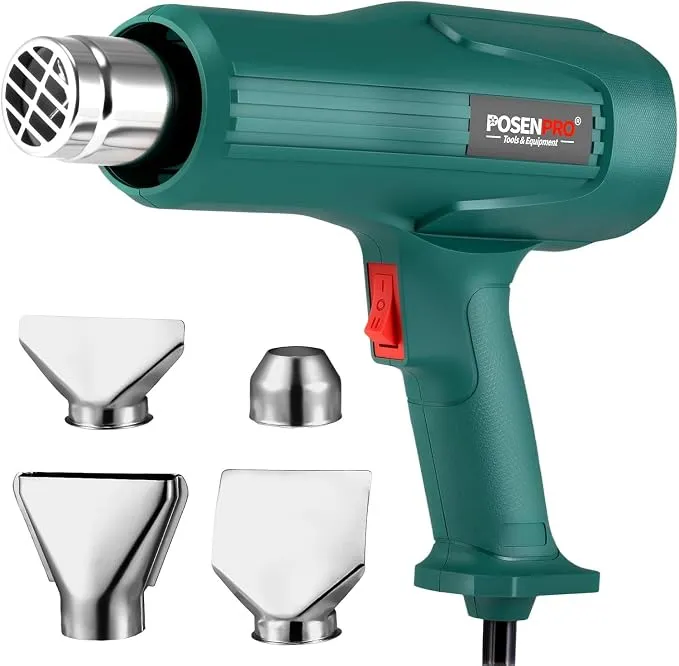 Pistola de Aire Caliente POSENPRO 2000W Profesional con 4 Boquillas