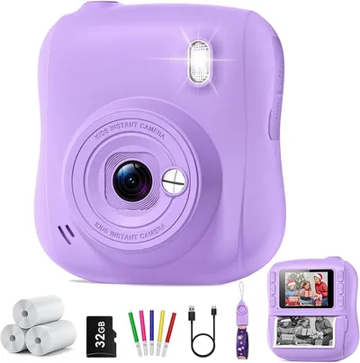 Cámara Instantánea Infantil con Impresión HD 14MP y Tarjeta 32GB