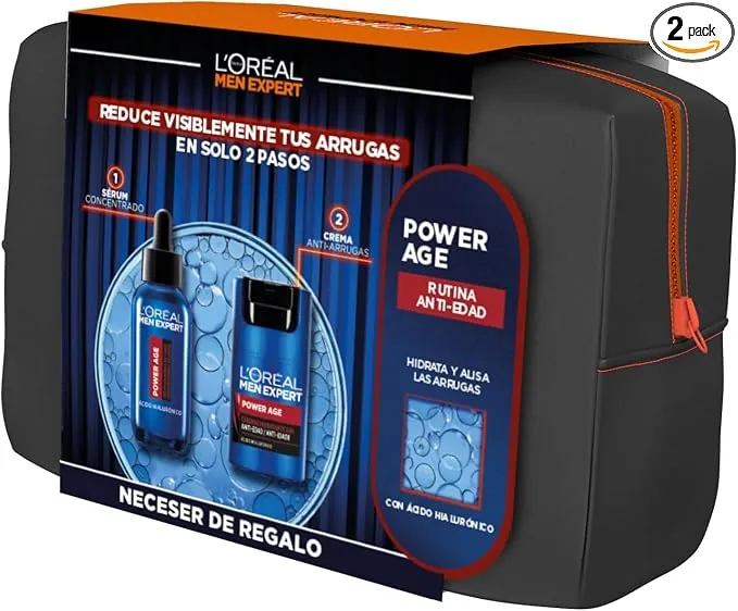 L'Oréal Men Expert Power Age: Crema y Sérum Antiarrugas con Neceser de Regalo