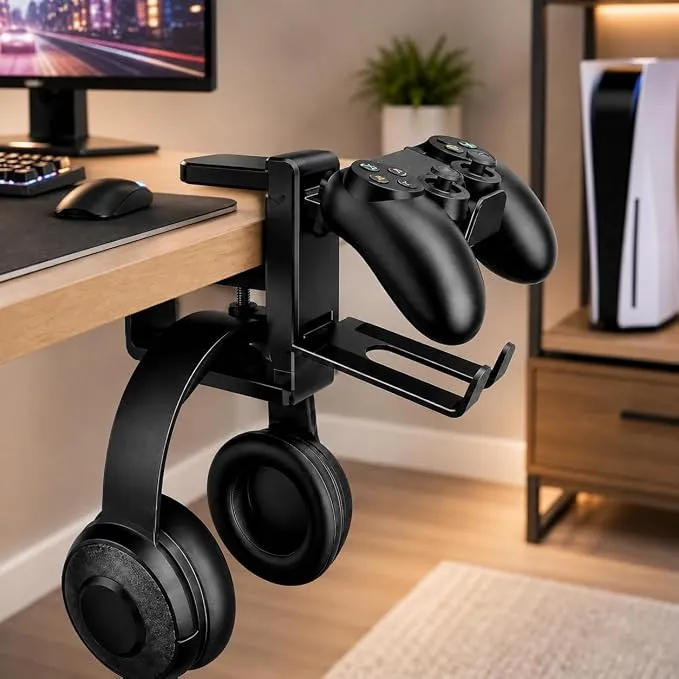 Soporte Giratorio 360° para Auriculares bajo Escritorio