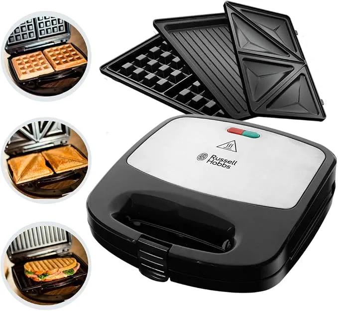 Sandwichera Russell Hobbs Fiesta 3 en 1: Gofres, Tostadas y Grill
