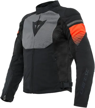 Chaqueta de Moto Dainese Air Fast Tex Hombre Negro/Gris/Rojo Fluo Talla 46