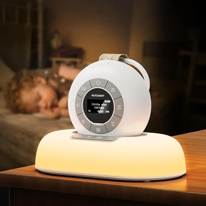 Máquina de Ruido Blanco Glocusent con 62 Sonidos, Luz Nocturna y Bluetooth