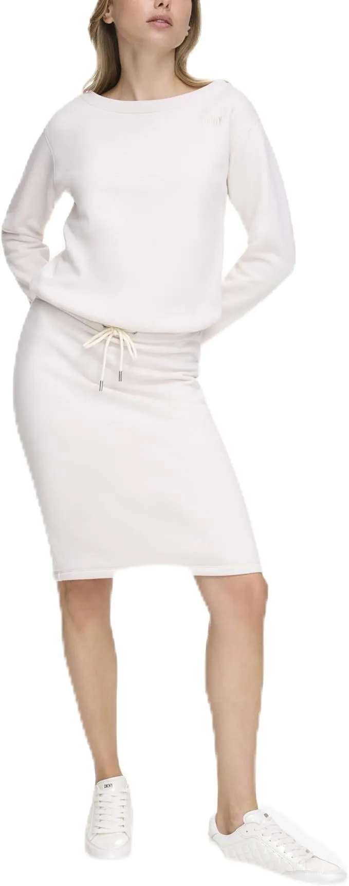 Vestido Bordado con Hombros Descubiertos DKNY