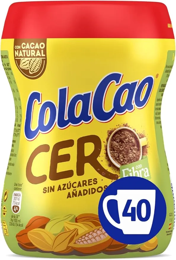 ColaCao Cacao Soluble Natural 0% Azúcares Añadidos con Fibra - 300g
