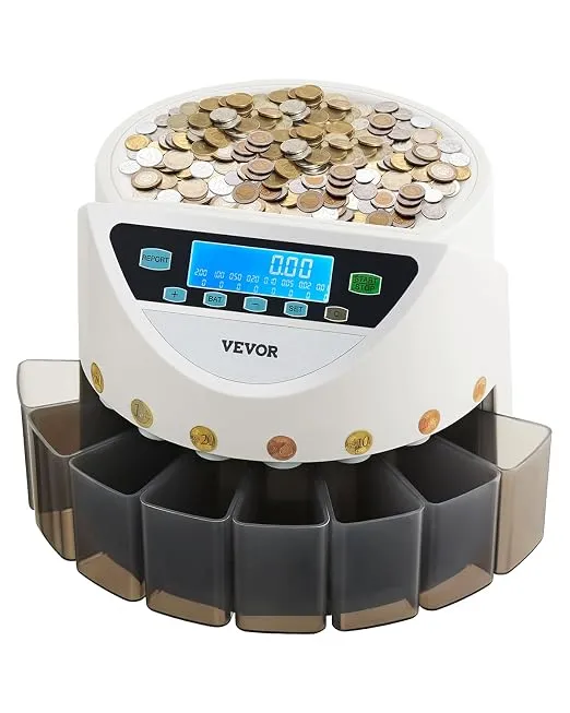 VEVOR Clasificadora y Contadora de Monedas EURO con Pantalla LCD