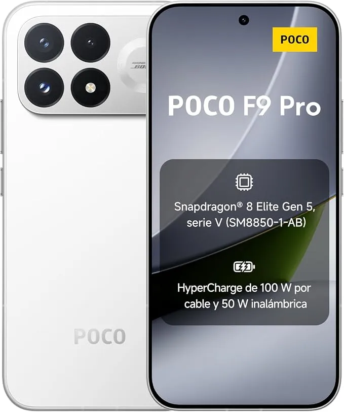 POCO F9 Pro Smartphone: 12GB RAM, 512GB Almacenamiento, Blanco, Batería 6330mAh, Carga 100W