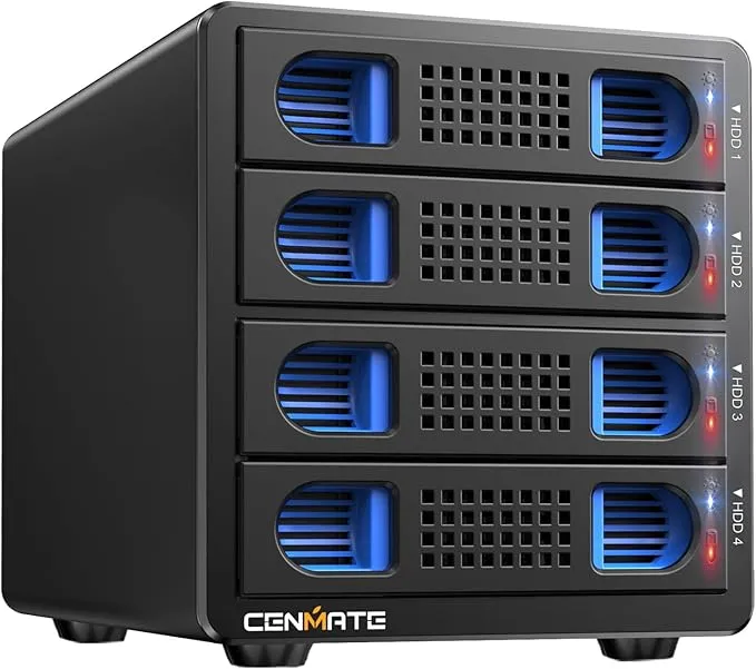 Carcasa de Disco Duro 4 BahÃas con SATA 2.5/3.5 HDD/SSD Ventilador con USB A/C 3.0 Cable
