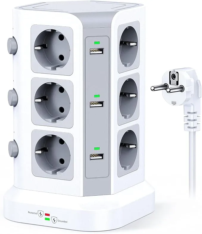 Regleta KOOSLA Vertical 12 enchufes + 6 USB