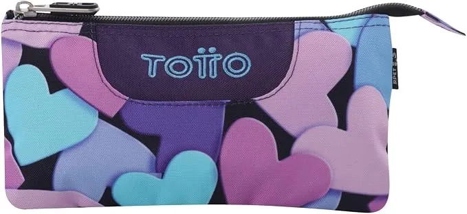 Estuche Escolar Totto de 3 Compartimentos, Modelo Tablero, Estampado Dear Blue