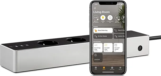 Regleta 3 + 3 USB Eve Energy Strip compatible Homekit