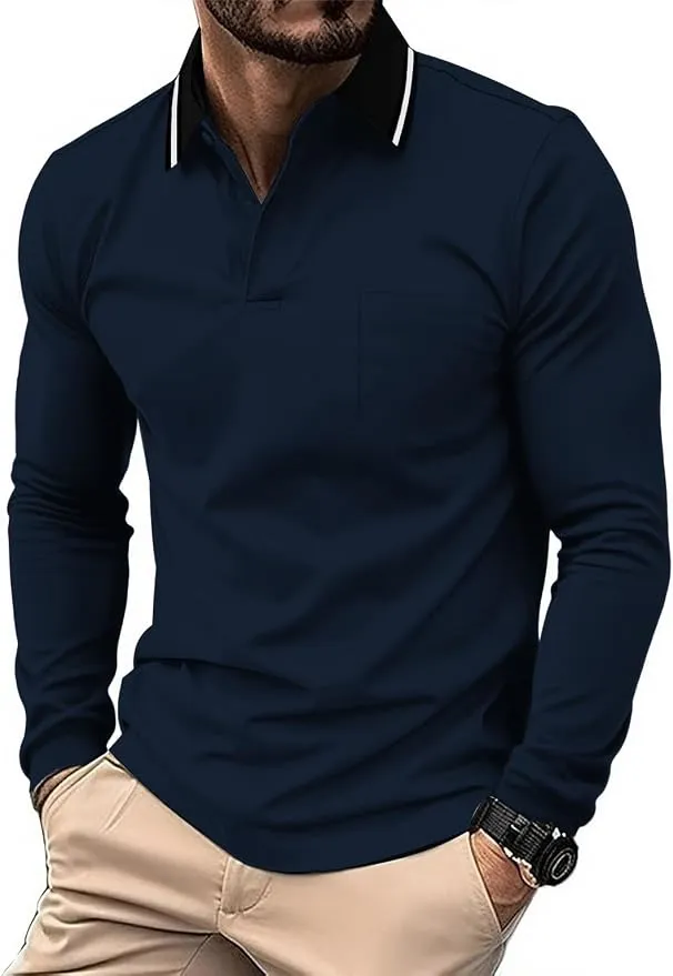 Polo JACKETOWN Manga Larga Hombre con Bolsillo y Puños Elásticos