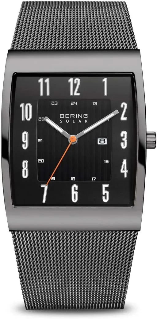 Reloj Bering Solar para Hombre 16433 con Caja de Acero, Cristal de Zafiro y Correa Milanese