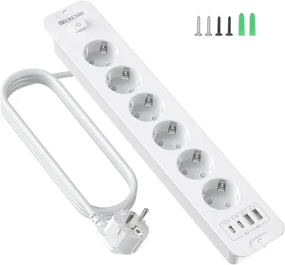 Regleta de 6 Tomas + USB Type-C