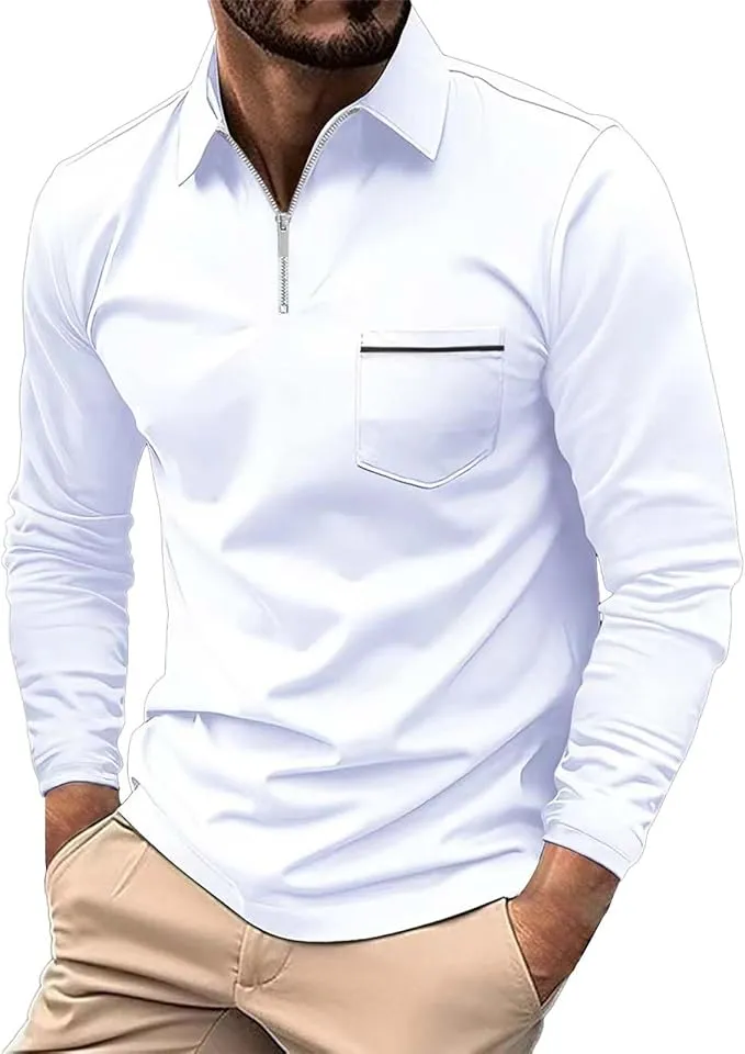 Polo de manga larga para hombre de algodón