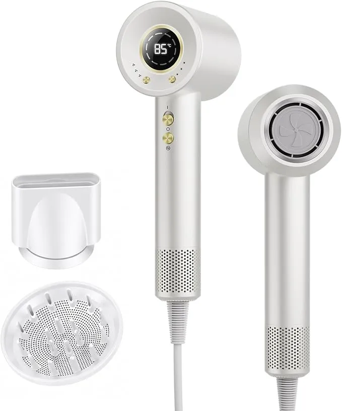Secador de Pelo Profesional Iónico con Difusor y Pantalla Digital - 180.000 RPM