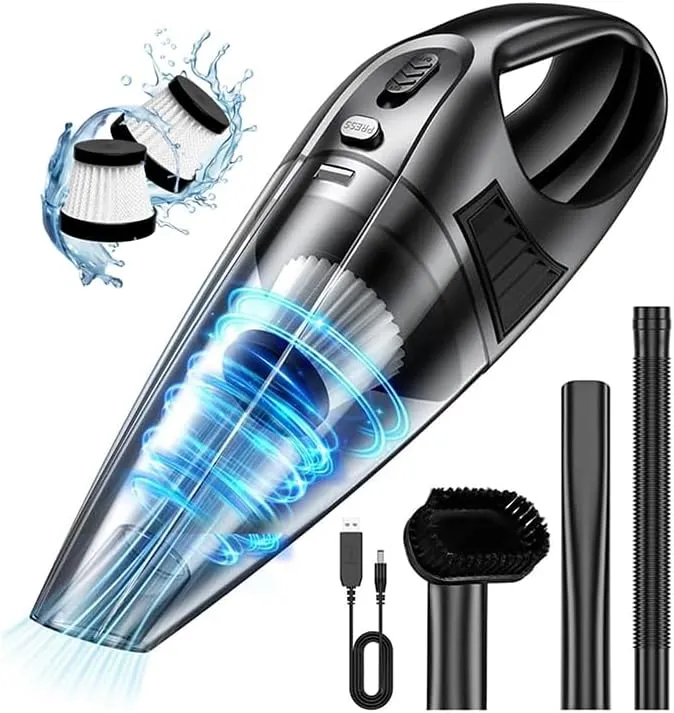 Aspirador de Mano Potente 120W, 9000Pa Aspiradora Coche sin Cable Portátil